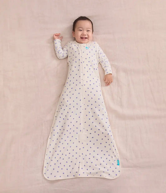 Sleep Bag Sleeveless 0.2 TOG Cotton Cream Bugsy Blue