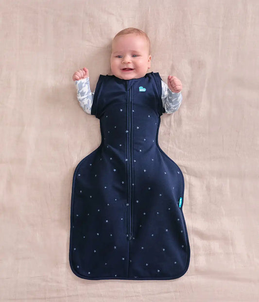 Swaddle Up™ 2-in-1 Transition Bag 1.5 TOG Cotton Fleece Navy Twinkle Embroidery